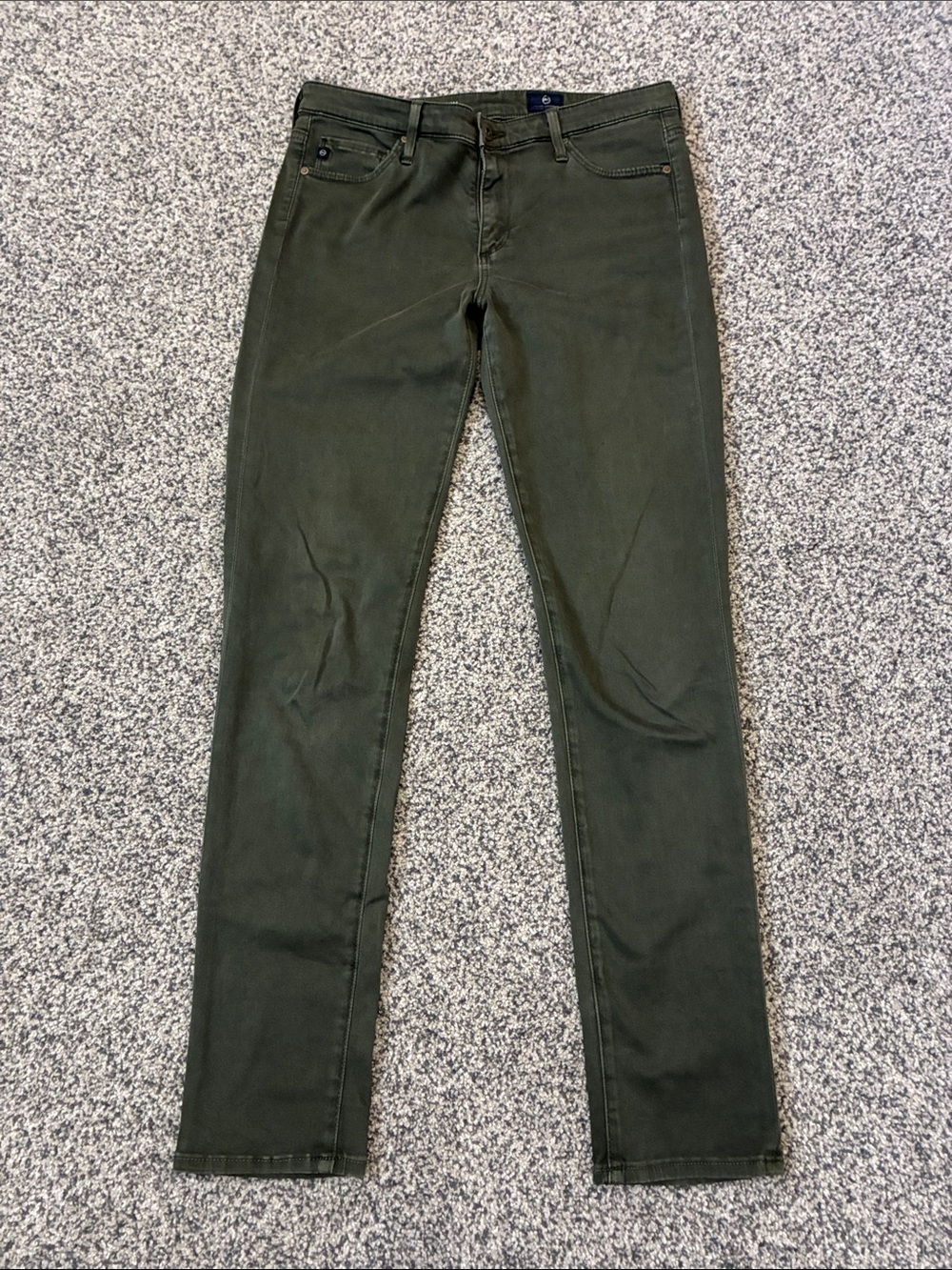 AG Prima mid rise Slim Fit Olive Green Jeans. 28R